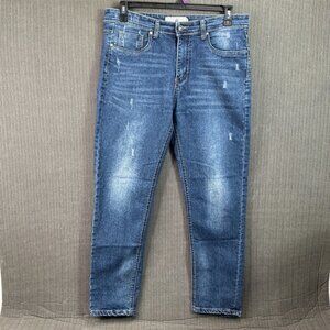 Refinery Republic Mens Size 34x30 Blue Distressed Denim Jeans
